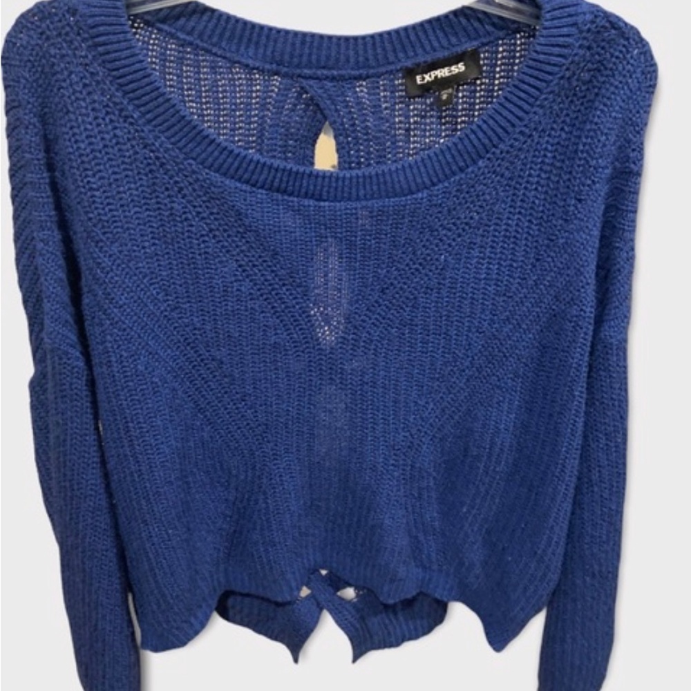 Express Cable Knit Split Back Sweater - image 2
